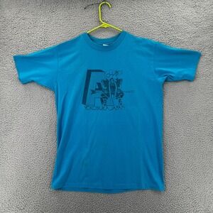 Vintage 90s Hanes Fifty fifty T Shirt Club Yokosuka Japan Print Blue Men Large